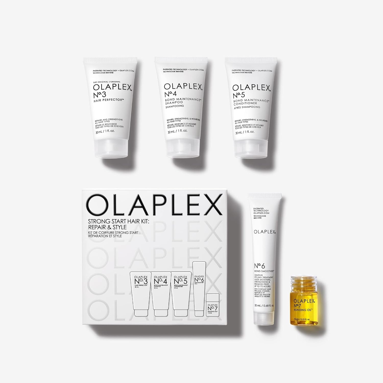 Strong Start Haircare Kit: Repair & Style, No. 3, 4, 5, 6, 7, Strengthens & Adds Moisture, Frizz Control, Adds Maximum Shine, for All Hair Types