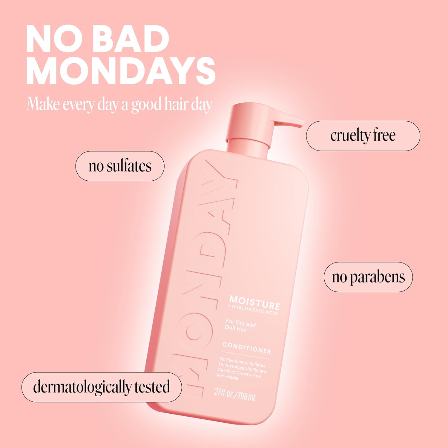 MOISTURE Conditioner with Hyaluronic Acid, Coconut Oil & Shea Butter for Dry & Dull Hair 798 Ml