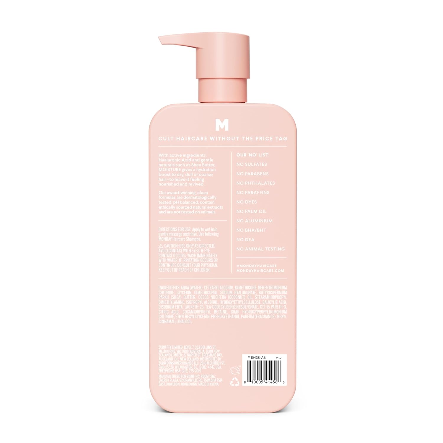 MOISTURE Conditioner with Hyaluronic Acid, Coconut Oil & Shea Butter for Dry & Dull Hair 798 Ml