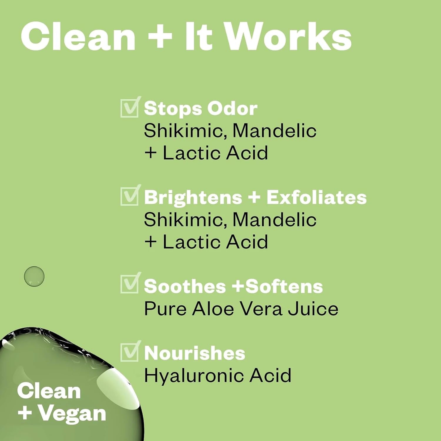 Chemistry Deodorant - Aluminium and Baking Soda Free + Bo-Fighting AHA Serum That Exfoliates, Softens, and Nourishes the Skin, (Serene Clean)