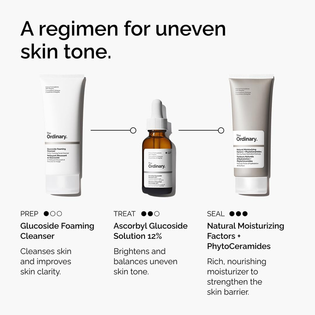 The Ordinary Ascorbyl Glucoside Solution 12%, Brightening Vitamin C Serum for Even Skin Tone and Antioxidant Protection 30Ml