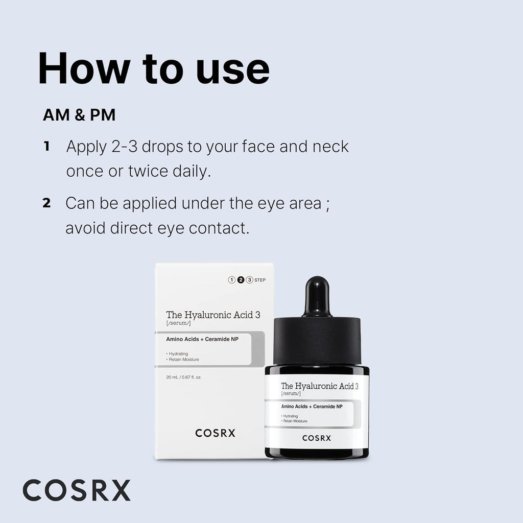 Pure Sodium Hyaluronic Acid 3% Serum, Hydration & Moisture Boosting Facial Serum for Fine Lines & Wrinkles, Plump & Repair Dry Skin, 0.67Fl.Oz/20Ml, No Artificial Fragrance, Korean Skin Care