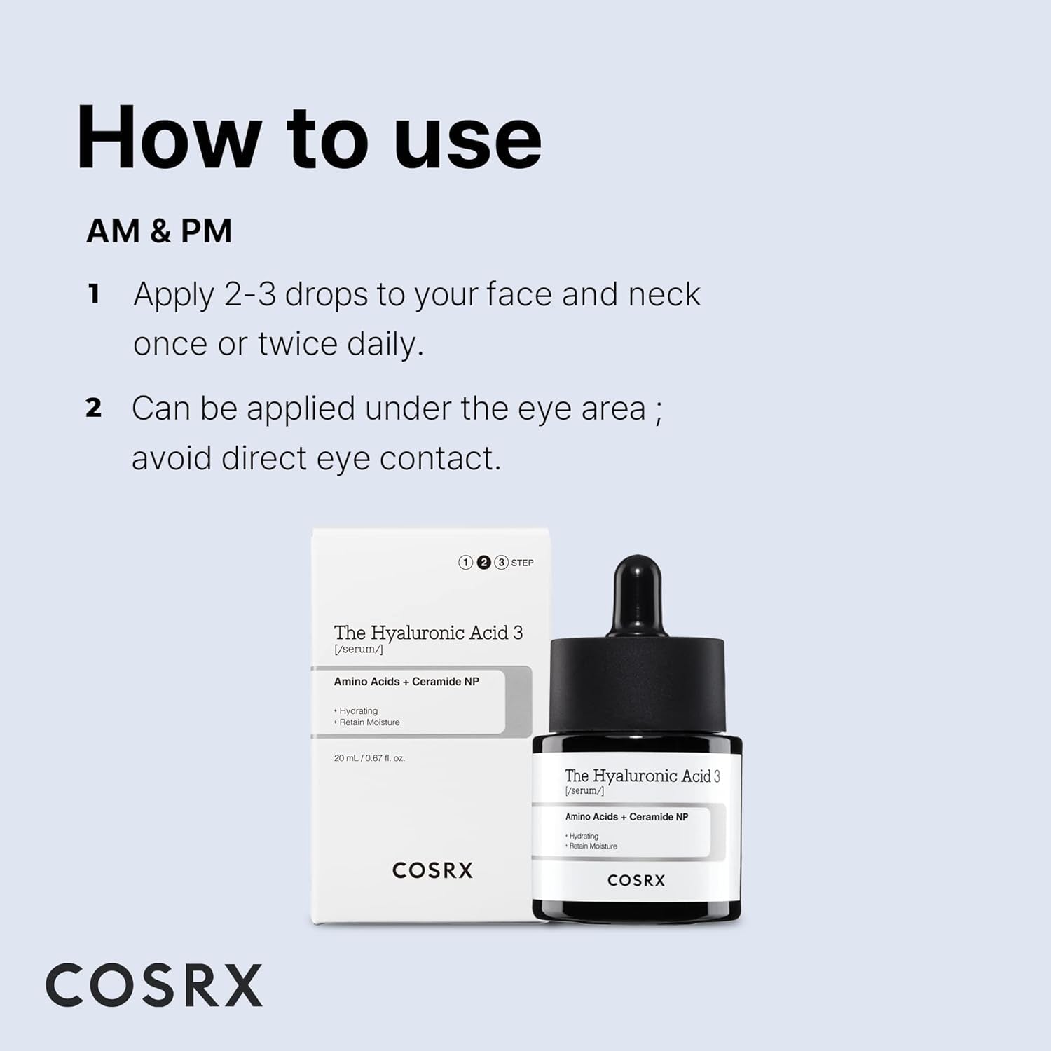 Pure Sodium Hyaluronic Acid 3% Serum, Hydration & Moisture Boosting Facial Serum for Fine Lines & Wrinkles, Plump & Repair Dry Skin, 0.67Fl.Oz/20Ml, No Artificial Fragrance, Korean Skin Care
