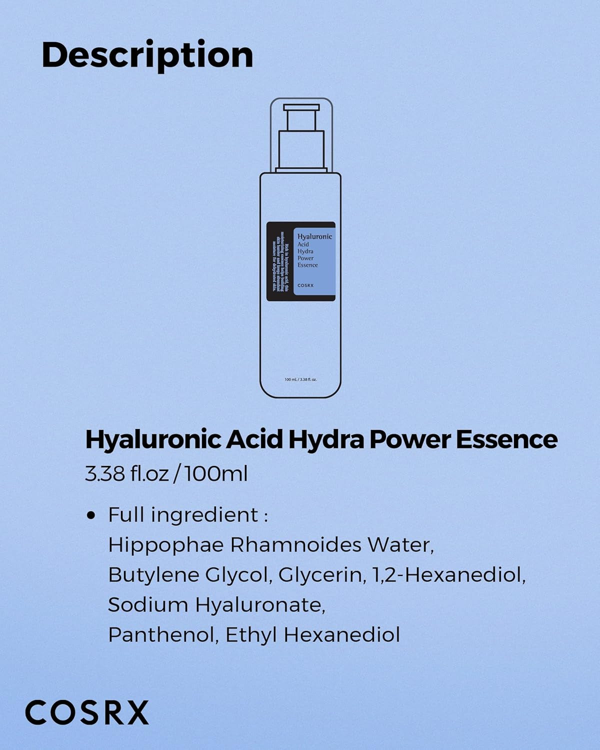 Hyaluronic Acid Toner, 3.38 Fl.Oz / 100Ml, for Dry Skin, Lightweight Daily Essence, Day and Night, Korean Skin Care, Animal Testing Free, Paraben Free