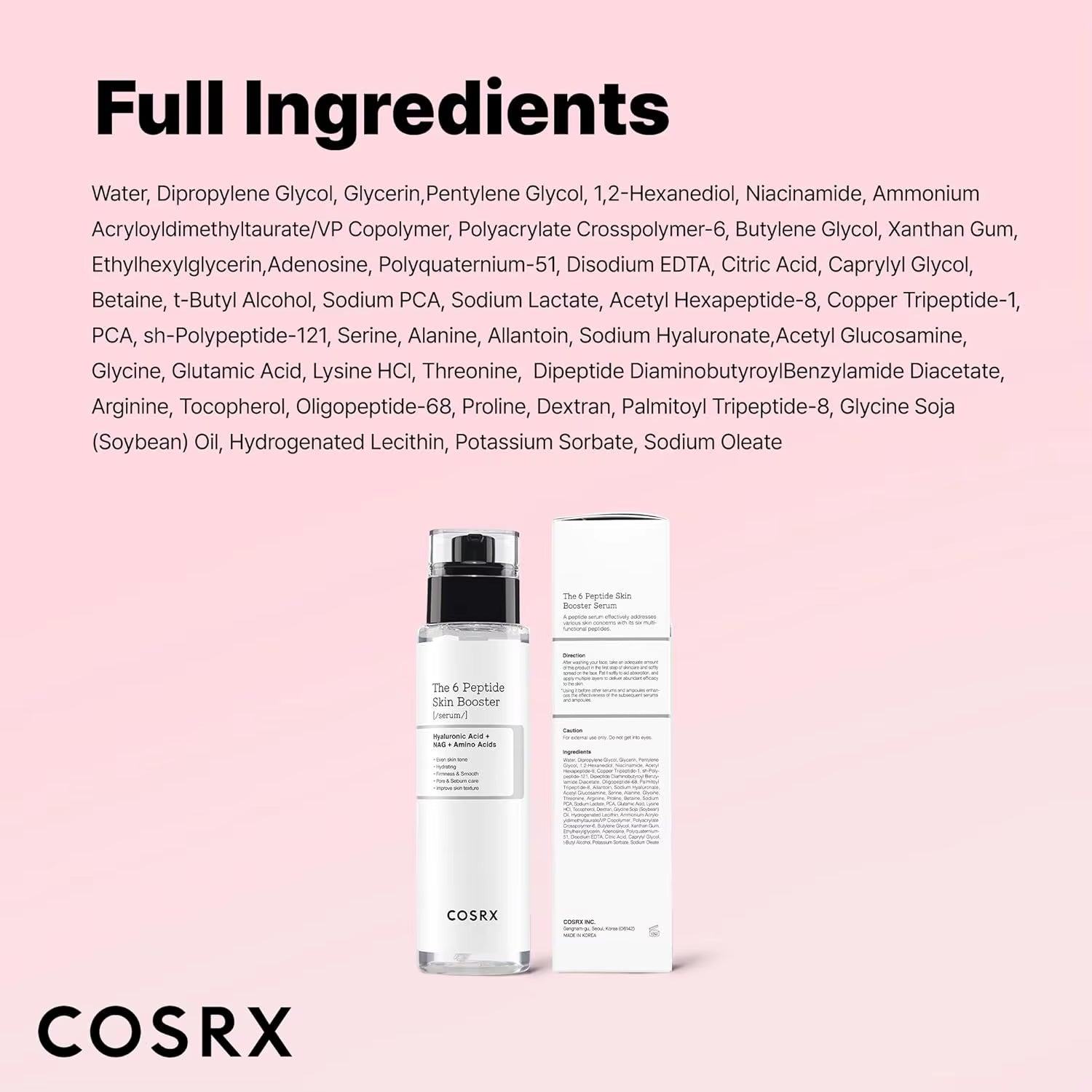 COSRX 6X Peptide Collagen Boosting Toner with Niacinamide and Hyaluronic Acid Korean Skincare for All Skin Types