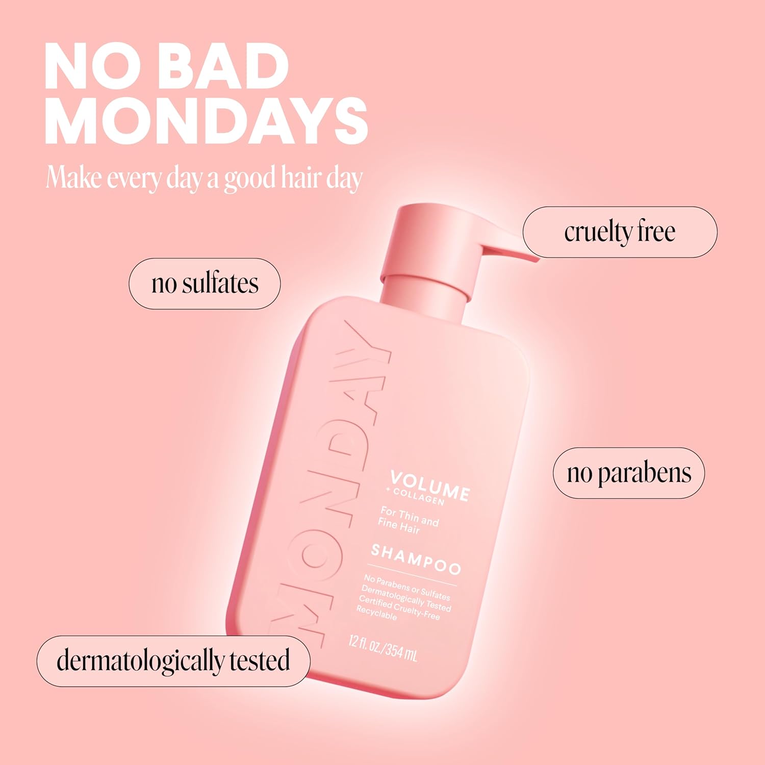 VOLUME Shampoo with Hydrolyzed Collagen & Macadamia Oil for Thin, Fine & Flat Hair 354 Ml
