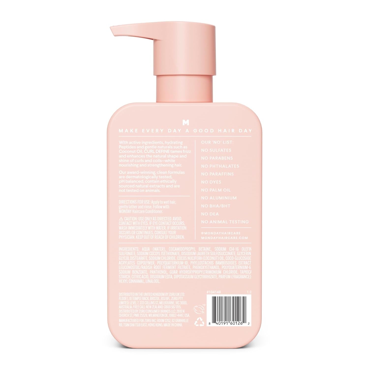 CURL DEFINE Shampoo with Peptides, Coconut Oil & Provitamin B5 for Curls of All Types 354 Ml