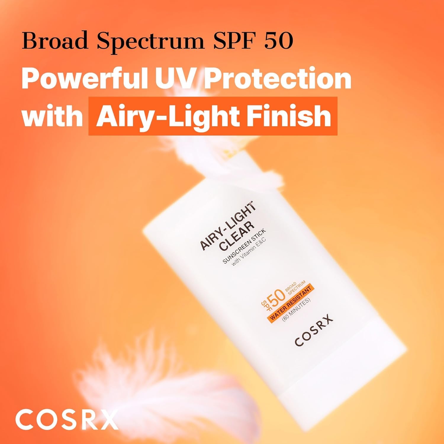 Airy-Light Clear Sunscreen Stick with Vitamin E & C SPF 50, 0.67 Oz, 19G, Lightweight, Travel Essentials, Summer Essentials, Korean Skin Care, Korean Matte Sunscreen for Face