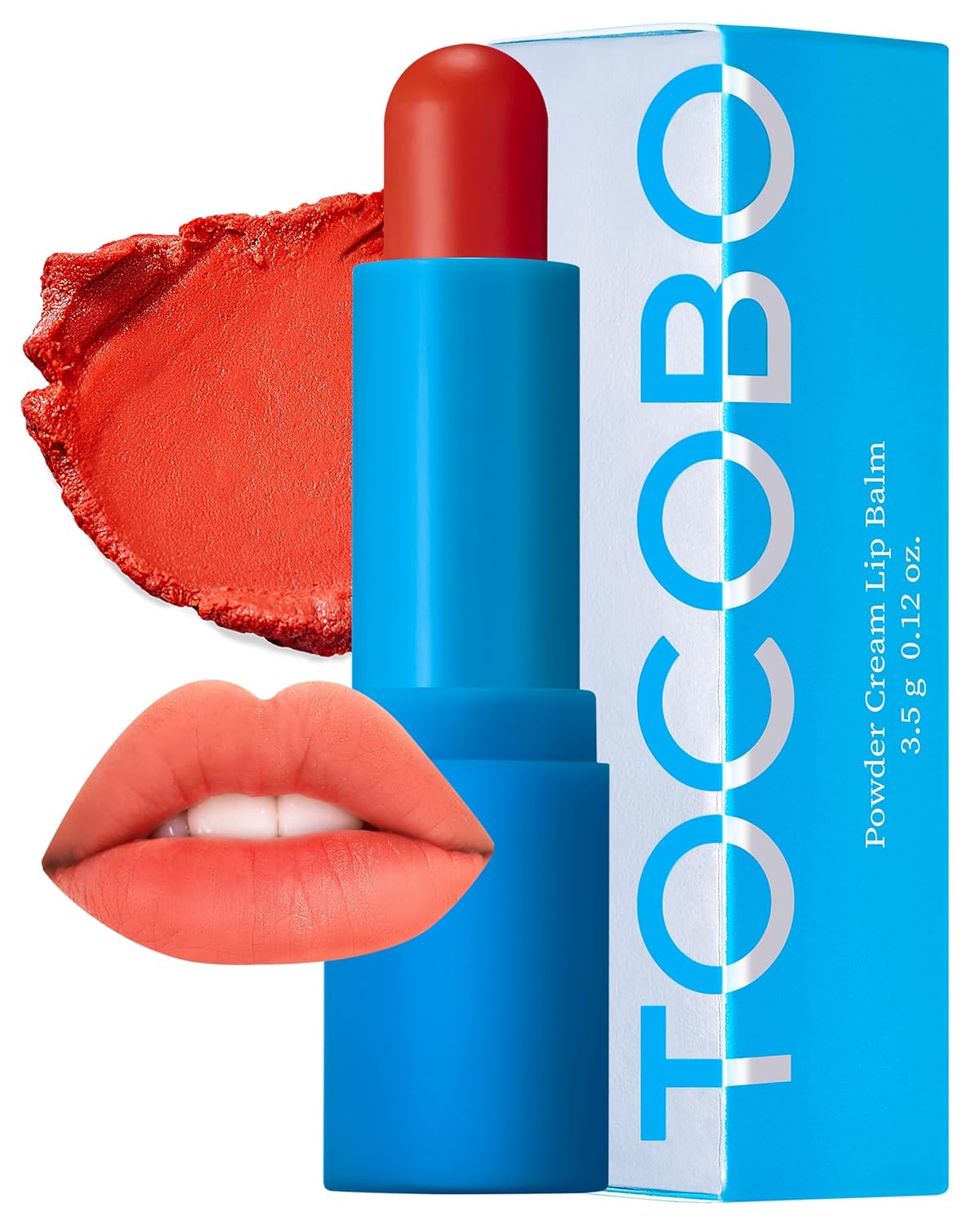 Powder Cream Lip Balm – Vegan Korean Soft Matte Lipstick Balm for Velvet Finish - Moisturizing & Blurring Effect – Lightweight Powdery Texture, Brick Orange, 0.12Oz.
