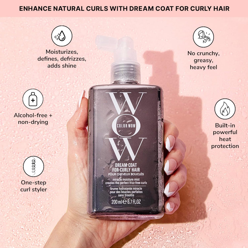 COLOR WOW Dream Duo for Curly Hair- Switch up Your Style from Curly to Straight and Back Again. Featuring DREAM COAT and DREAM COAT CURLY with Advanced Frizz Control + Heat Protectants for Glossy Hair