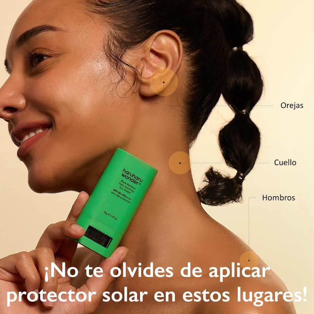 Haruharu Wonder Black Bamboo Daily Soothing Sun Shield - Protector Facial 50+SPF Uso Diario En Stick, Acabado Mate Y Refrescante, Todo Tipo De Pieles