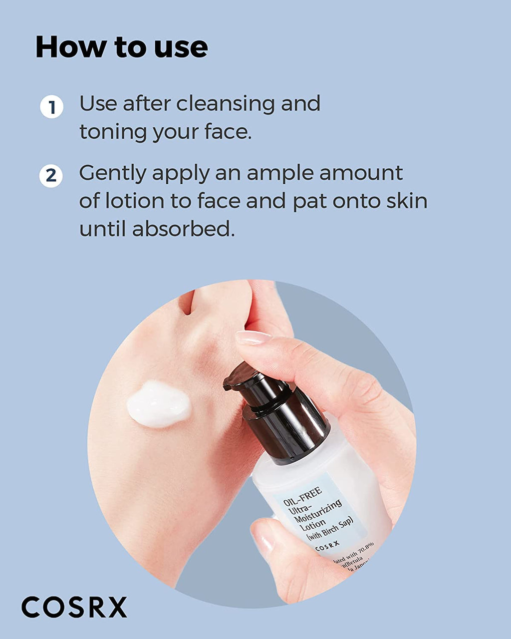 Oil Free Lotion with Birch Sap, Daily Acne Facial Moisturizer, Hydrating Moisturizer for All Skin Types, Korean Skin Care, Paraben Free, 3.38 Fl.Oz / 100Ml