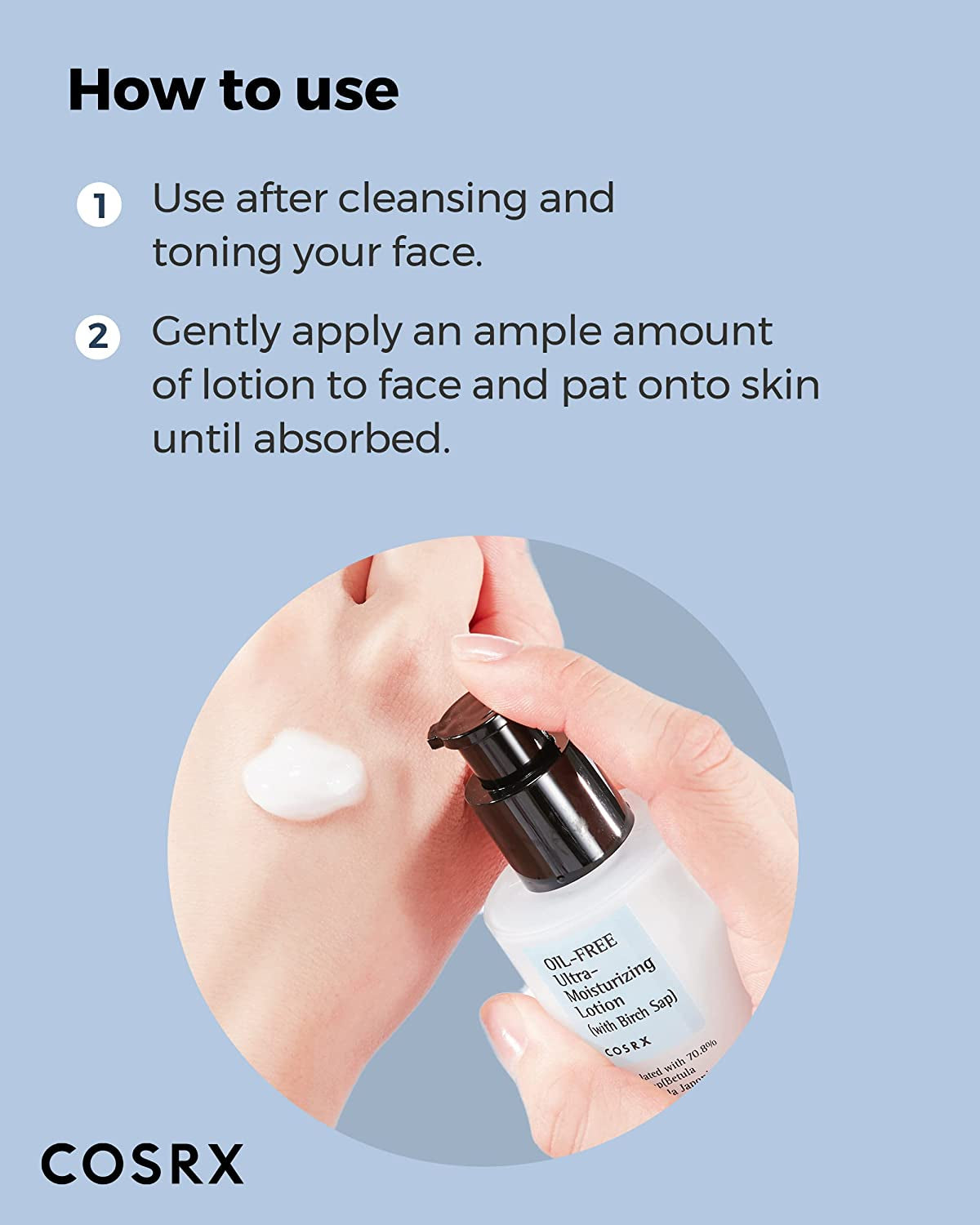 Oil Free Lotion with Birch Sap, Daily Acne Facial Moisturizer, Hydrating Moisturizer for All Skin Types, Korean Skin Care, Paraben Free, 3.38 Fl.Oz / 100Ml