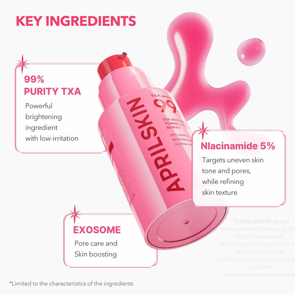 TXA Niacinamide Toning Shot 99 Spicule Facial Serum｜Skin Booster Serum for Brightening and Pore Care｜99% High-Purity Tranexamic Acid 3% + Niacinamide 5%｜Korean Skin Care｜1.01 Fl. Oz.