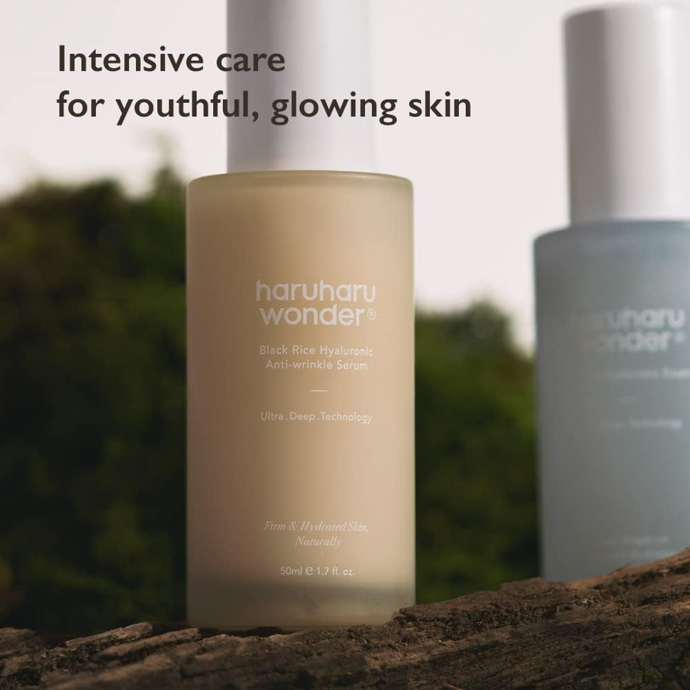HARUHARU Wonder Black Arroz Suero Antiarrugas Hialurónico 1.6 Fl. Onzas / 50 Ml | Sérum Antiarrugas Con Ácido Hialurónico | Antienvejecimiento, Lifting Facial | Vegano, Cruelty-Free, Ewg-Green