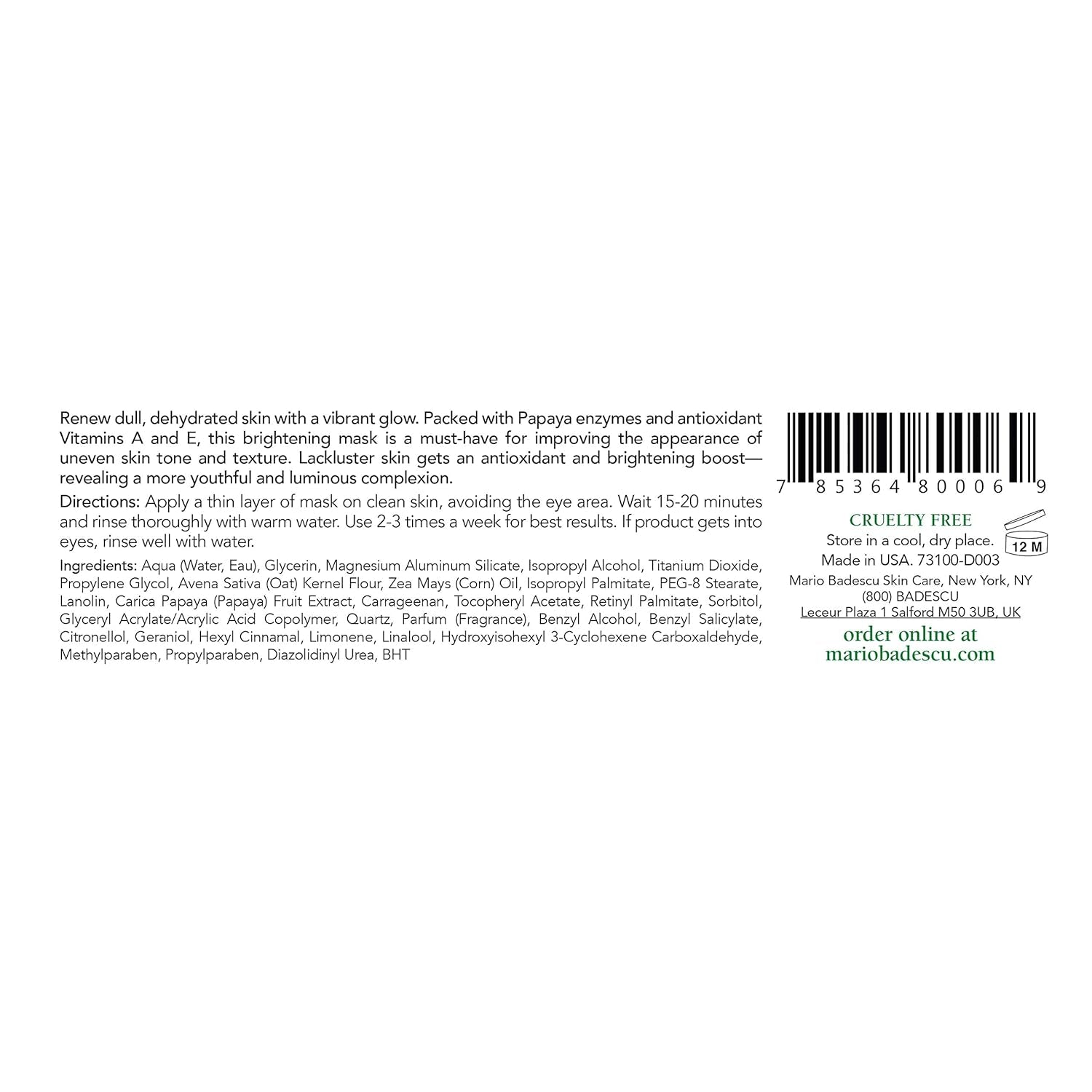 Mario Badescu Mask 2 Oz - Healing and Soothing, Cucumber Tonic, Enzyme Revitalizing, and Rose Hip Face Mask Skin Care - Facial Masks for Women and Men