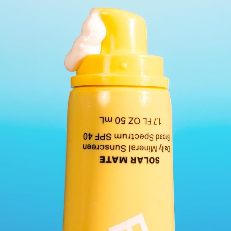 Bubble Skincare Solar Mate Mineral Face Sunscreen Broad Spectrum SPF 40 - Zinc Oxide Sunscreen with Blue Light Protection & Ginseng Extract - Sheer, Lightweight Coverage with No White Cast
