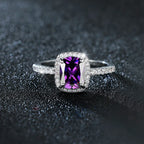Luxury Female Purple Zircon Stone Engagement Ring Charm Silver Color Wedding Jewelry for Women