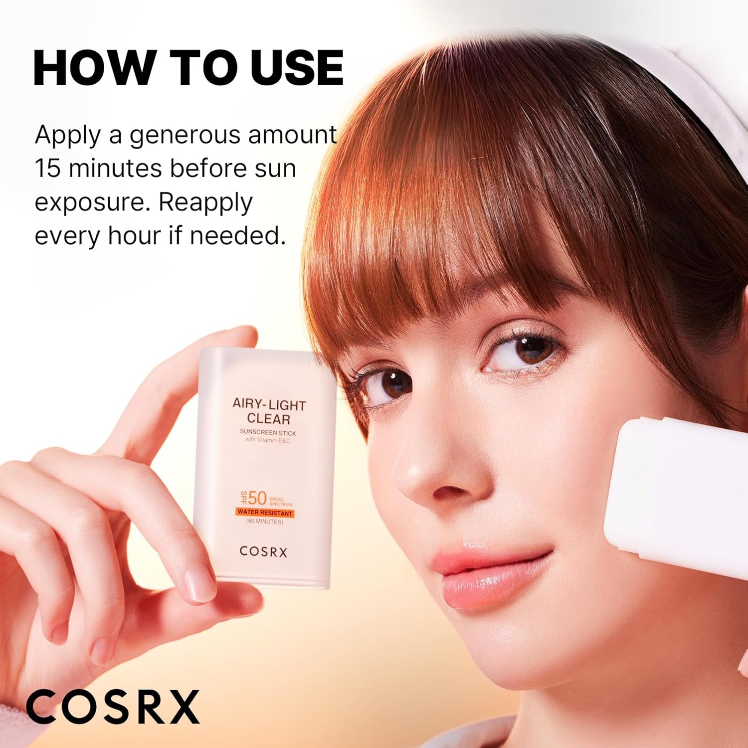Airy-Light Clear Sunscreen Stick with Vitamin E & C SPF 50, 0.67 Oz, 19G, Lightweight, Travel Essentials, Summer Essentials, Korean Skin Care, Korean Matte Sunscreen for Face