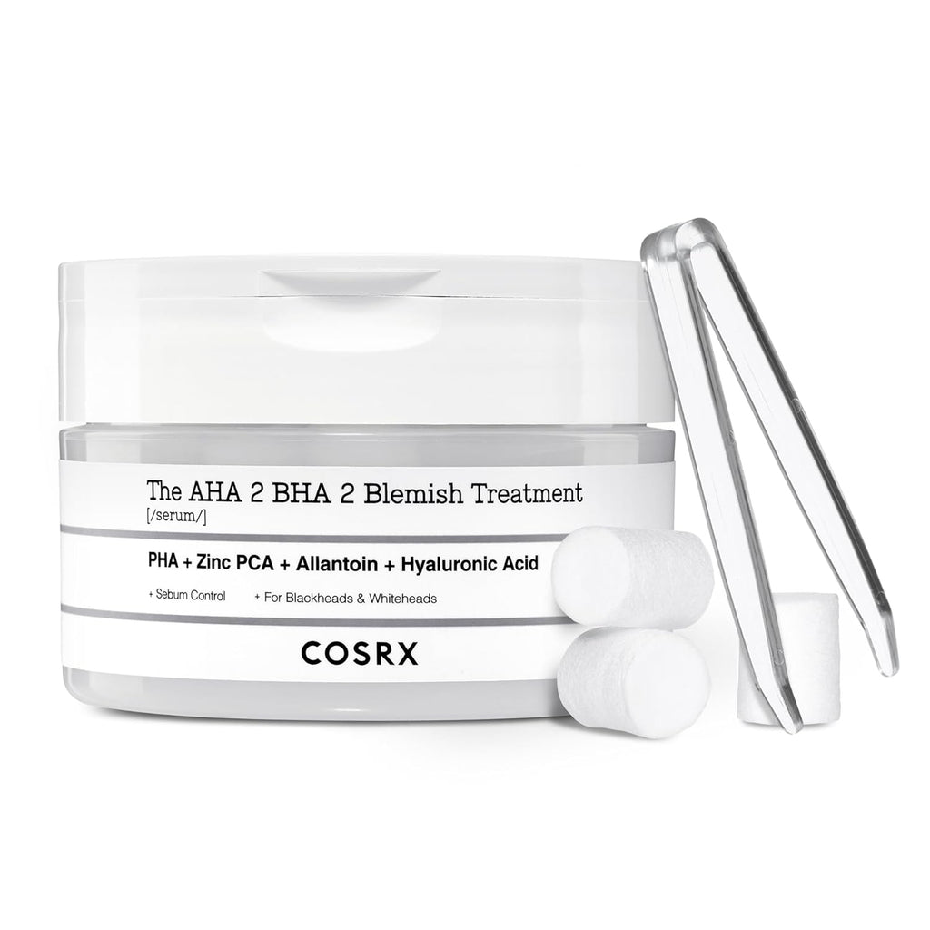 AHA 2% BHA 2% Blemish Treatment Serum, 60+ Pure Cotton Balls, Quick & Easy Daily Spot Treatment, Blackheads & Whiteheads, Sebum Control, Paraben Free, Phthalates Free, Korean Skin Care