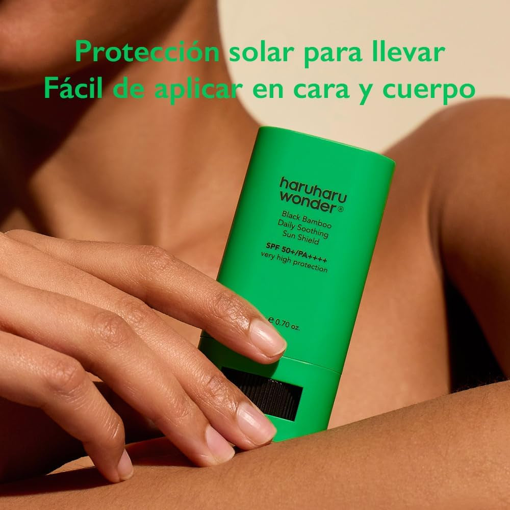 Haruharu Wonder Black Bamboo Daily Soothing Sun Shield - Protector Facial 50+SPF Uso Diario En Stick, Acabado Mate Y Refrescante, Todo Tipo De Pieles