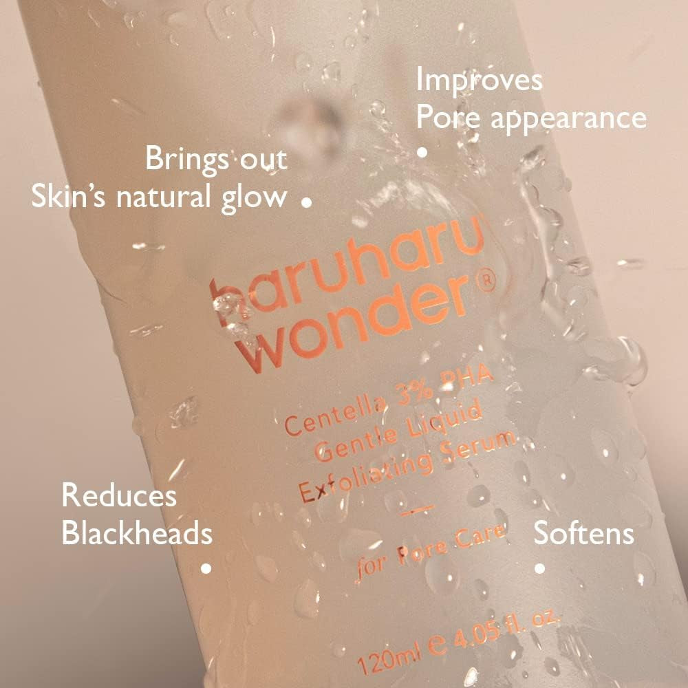 HARUHARU Wonder Centella 3% PHA Suero Exfoliante Líquido Suave 4.06 Fl Oz / 120Ml | Sérum Exfoliante Para Piel Sensivel | Hipoalergénico, PHA | Vegano, Cruelty-Free, Ewg-Green