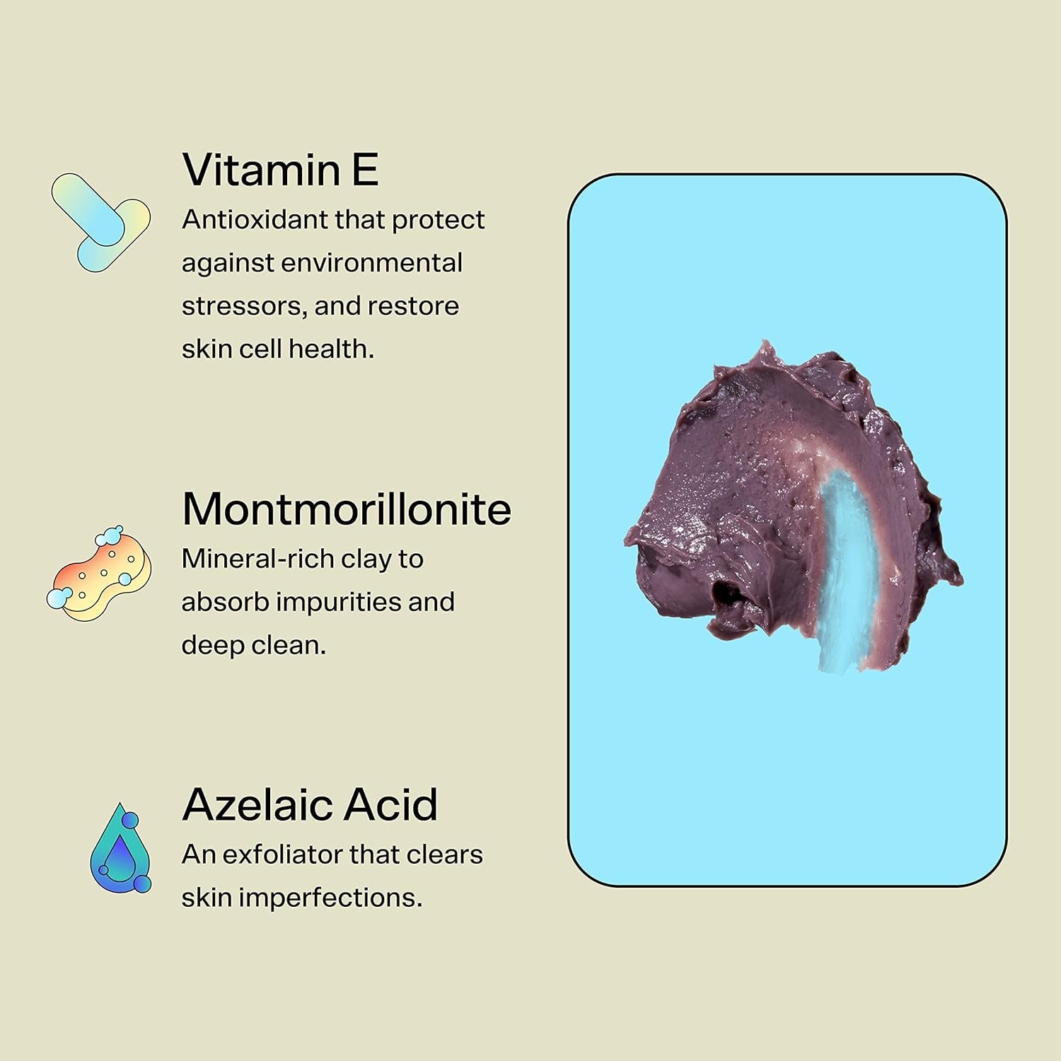 Come Clean Detoxifying Clay Mask - Mineral-Rich Face Mask with Azelaic Acid and Vitamin E to Gently Exfoliate and Protect Skin - Suitable for All Skin Types (45 Ml)