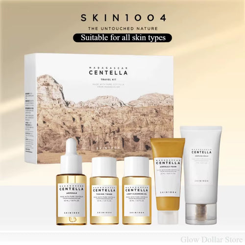SKIN1004 Madagascar Centella Travel Kit, Toner, Ampoule, Soothing Cream, Cleansing Oil, Ampoule Foam, Basic Skincare Mini 5Pcs