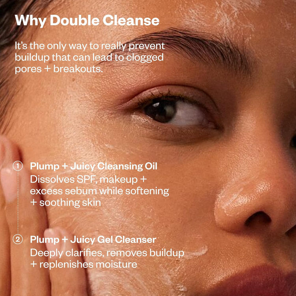 Plump + Juicy Comfy Clean Gel Cleanser – Hydrating, Face Wash for All Skin Types, Deeply Purifies without Drying, Soap Free, Sulfate Free – W/Hyaluronic Acid, Panthenol + Beta Glucan