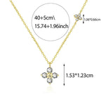925 Sterling Silver Dainty Lucky CZ Leaf Necklace for Women 14K Gold Plated Flowers Elegant Pendant Necklace Wedding Jewelry