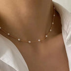 2025 New Women'S Pearl Necklace Set 14K Gold Fashion Love Heart Pendant Waterproof Hypoallergenic Collarbone Neck Chain Jewelry
