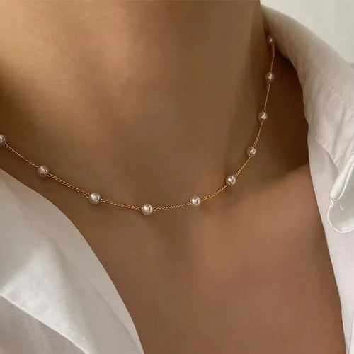 2025 New Women'S Pearl Necklace Set 14K Gold Fashion Love Heart Pendant Waterproof Hypoallergenic Collarbone Neck Chain Jewelry