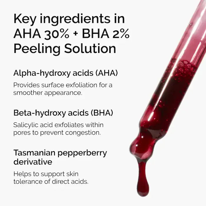 AHA 30% + BHA 2% Peeling Solution 30Ml Peeling Solution Exfoliating Facial Brighten Smooth and Refine the Appearance of Skin