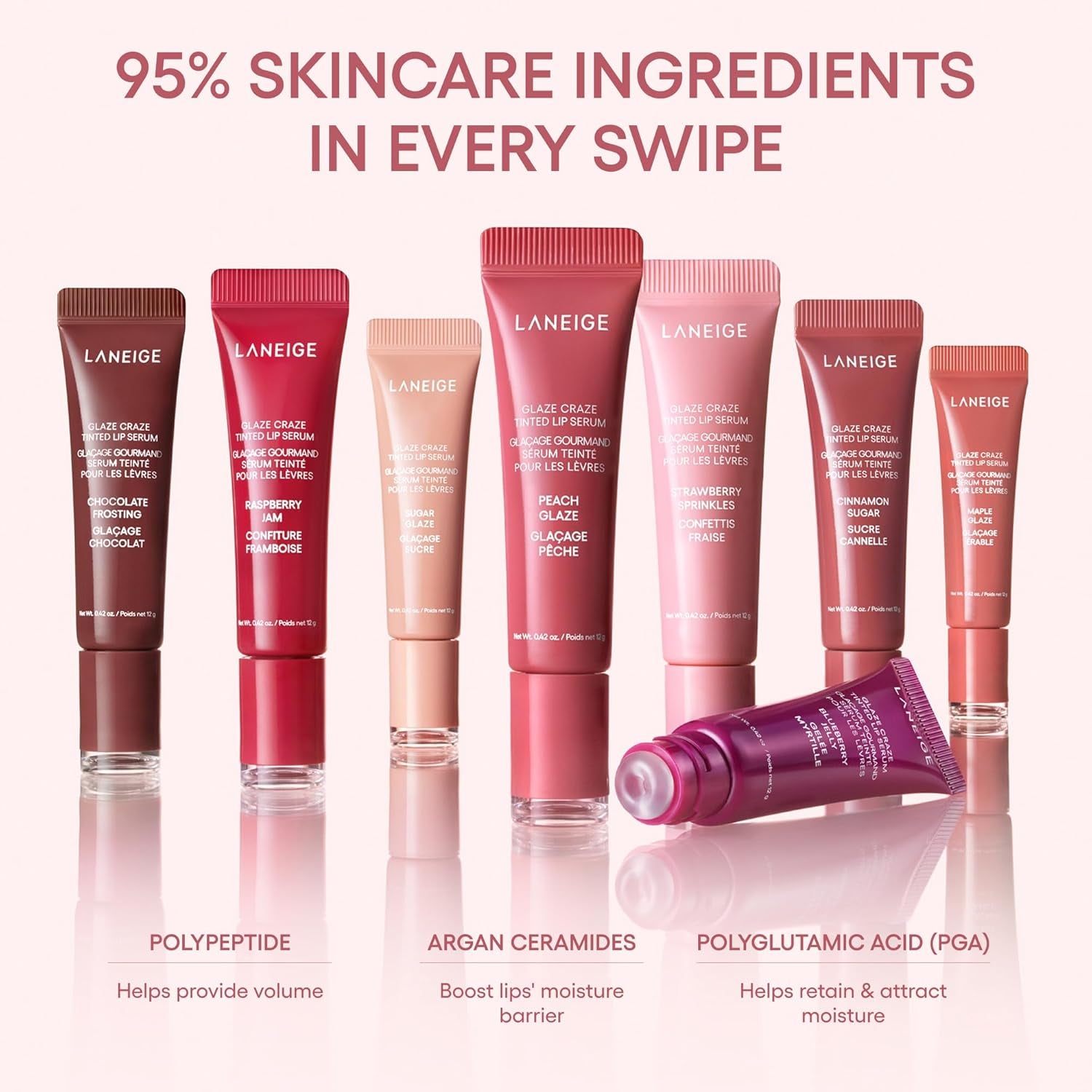 Glaze Craze Tinted Lip Serum: Hydrating Lip Serum for Glossy, Nourished Lips with Plumping Polypeptides