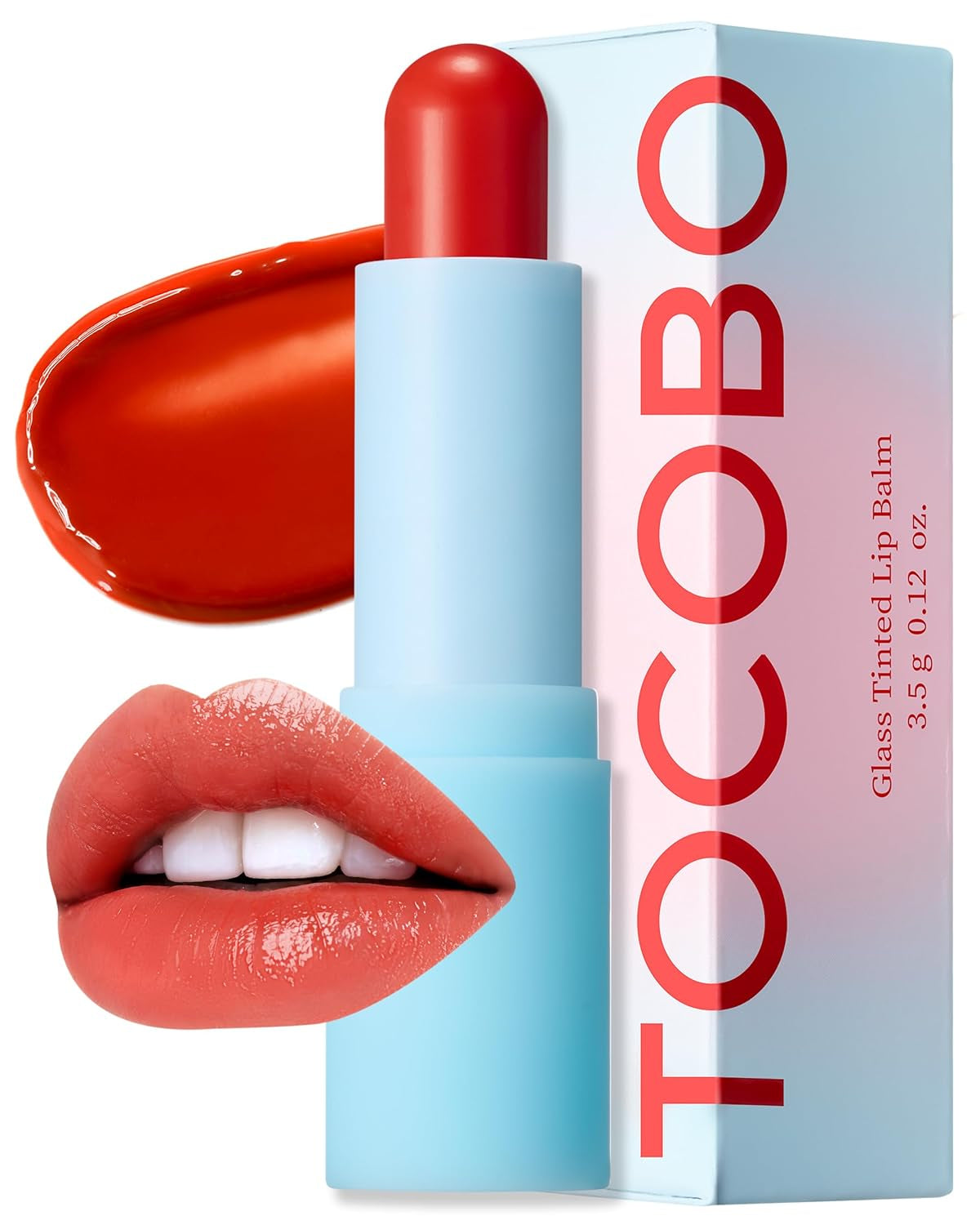 Glass Tinted Lip Balm 013 Tangerine Red 0.67 Oz /19G | Glow Moisturizing Vegan Lip Balm & Vivid Tinted Transparent Color