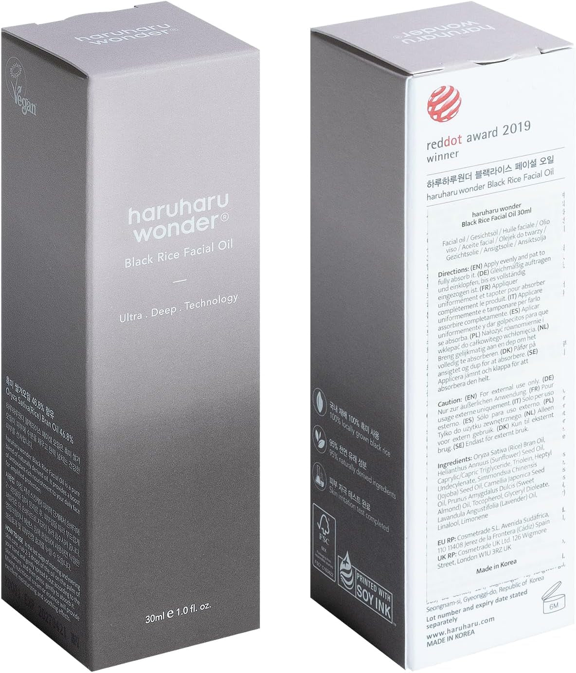 Haruharu WONDER Aceite Facial Arroz Negro (30Ml) | Aceite Facial Con Arroz Negro Fermentado | Hidratante, Antiedad, Antioxidante | Vegano, Cruelty-Free