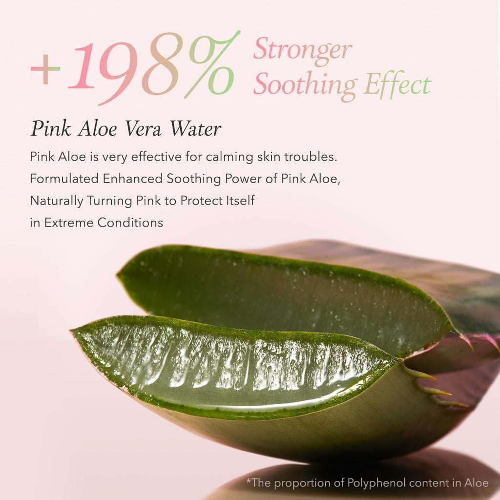 Pink Aloe Vita Toner | Calms and Soothes Redness, Smoothens, and Controls Excess Sebum | 80% Pink Aloe Vera Water | Hydrating, Non-Sticky | Clean & Vegan Korean Skin Care (8.45 Fl.Oz)