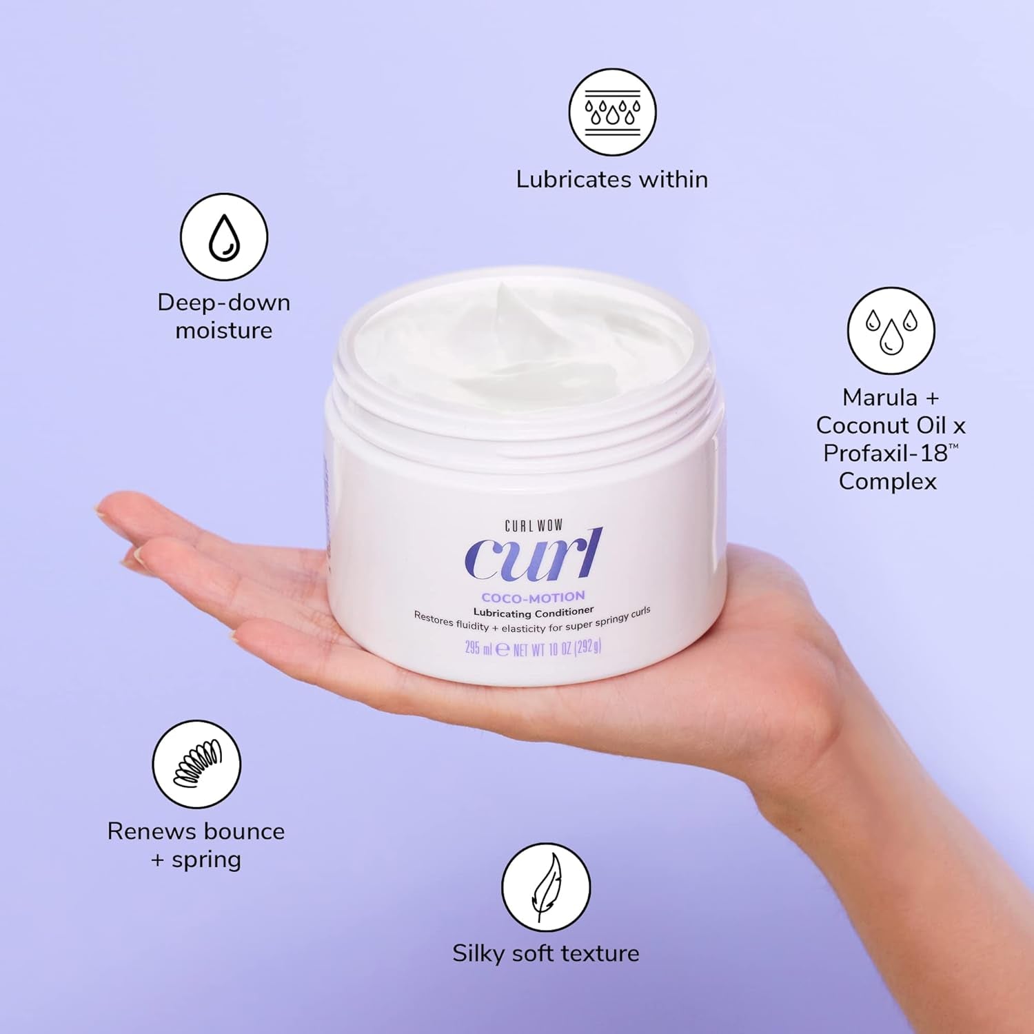 COLOR WOW Curl Wow Coco-Motion Lubricating Conditioner – Weightless Conditioner Instantly Moisturizes Deep inside Strands for Silky-Soft, Bouncy, Springy Curls