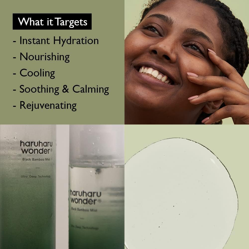 Wonder Black Bamboo Mist - Hydrating and Firming Skin, Black Rice, Panax Ginseng for Clean and Smooth Skin Surface (2.7 Fl.Oz) | Vegan, Crurelty Free, Ewg-Green