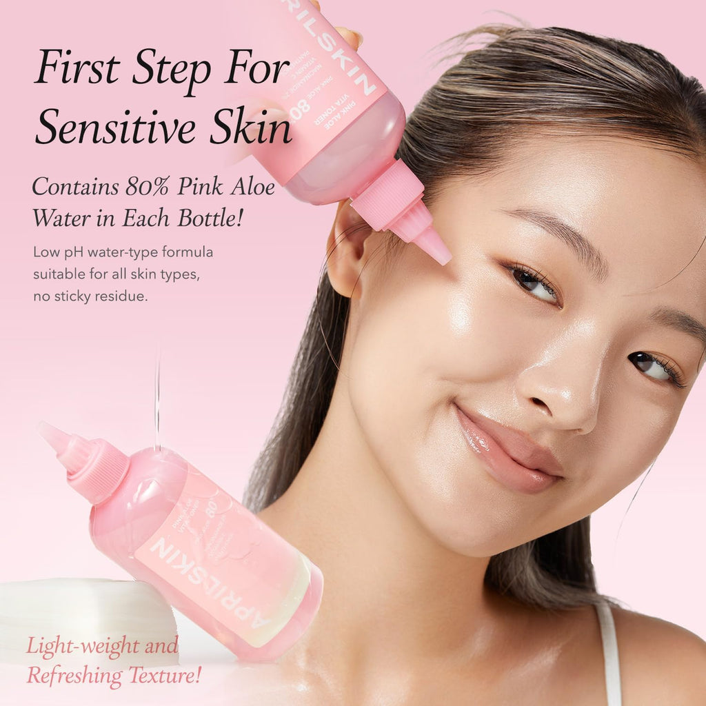 Pink Aloe Vita Toner | Calms and Soothes Redness, Smoothens, and Controls Excess Sebum | 80% Pink Aloe Vera Water | Hydrating, Non-Sticky | Clean & Vegan Korean Skin Care (8.45 Fl.Oz)