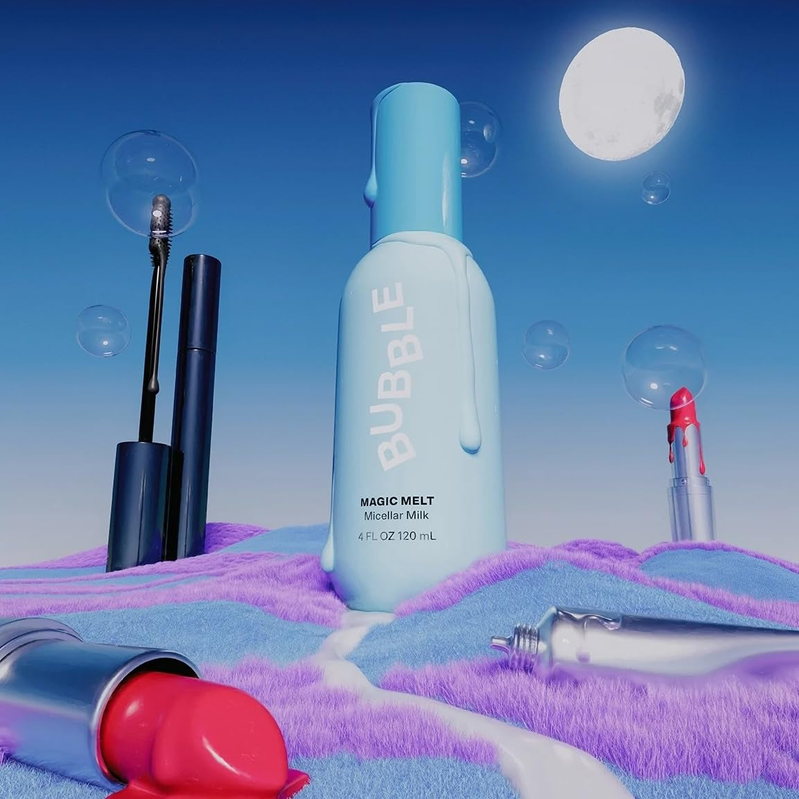 Magic Melt Makeup Remover - Micellar Milk Eye Makeup Remover Infused with Raspberry Seed Oil - Hydrating & Soothing Preppy Skikncare for Soft, Refreshed Skin (120Ml)
