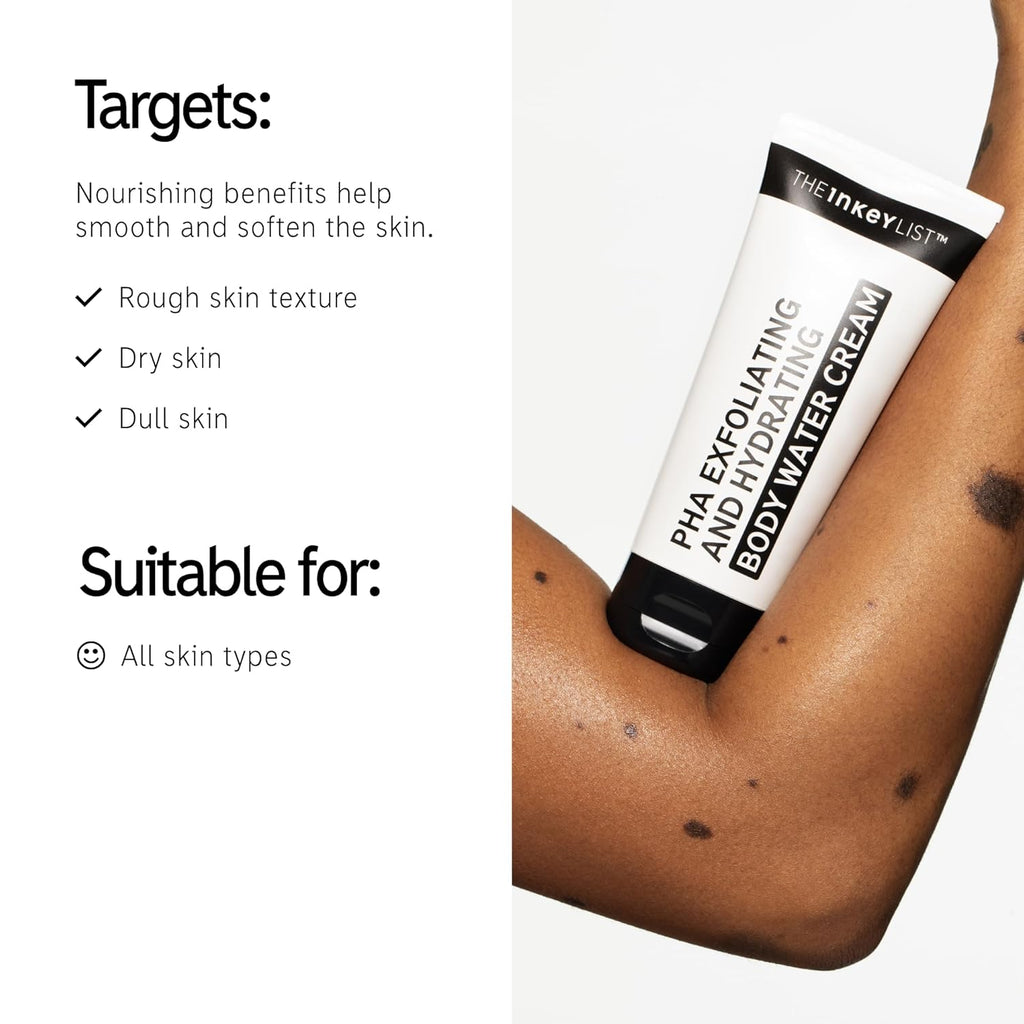 The Inkey List PHA Body Water Cream 150Ml, Ultimate 2-In-1 Moisturiser for Exfoliation & Hydration, for Smoother, Brighter, and More Even-Looking Skin, Fragrance Free, Suitable for All Skin Types
