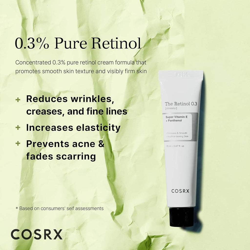 Retinol 0.3% Cream, 0.67 Oz, Anti-Aging Eye & Neck Cream with Retinoid Treatment to Firm Skin, Reduce Wrinkles, Fine Lines, Signs of Aging, Gentle Daily Korean Skin Care