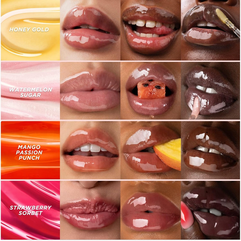 Honey Infused Hydrating Lip Oil, Nourishing Moisturizer for Dry Lips, High Shine, Smooth Finish, Clear Golden Glow, Fresh Honey Scent, 8Ml