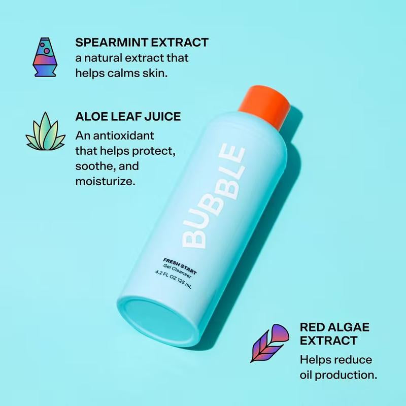 Bubble Skincare Fresh Start Gel Cleanser - Gentle Exfoliating Face Wash for Oily Skin - Formulated with Aloe Vera Juice + Caffeine to Protect and Soothe Complexion