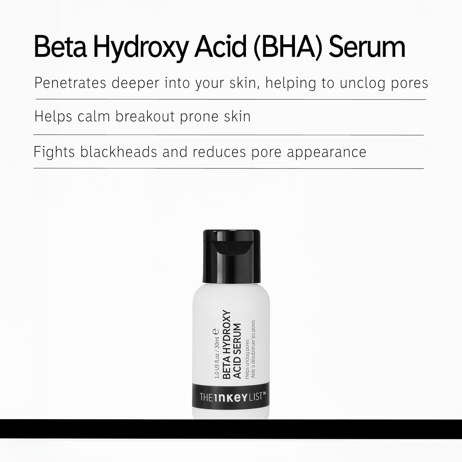 The INKEY List Beta Hydroxy Acid Serum Mit 2 % Salicylsäure Und 1 % Hyaluronsäure Zur Bekämpfung Von Mitessern Und Pickeln 30 Ml