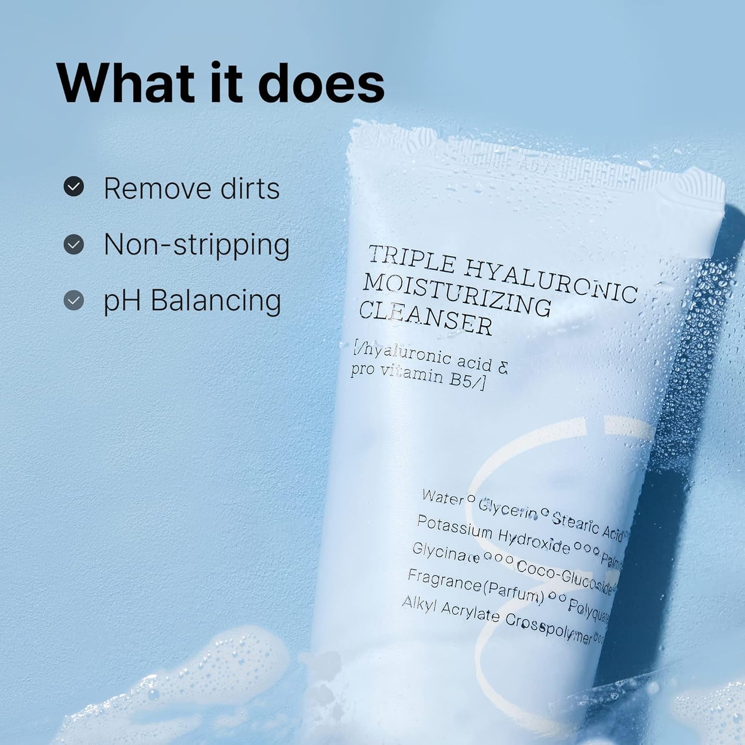 Hydrium Triple Hyaluronic Moisturizing Cleanser 5.07 Fl.Oz / 150Ml | Daily Cleanser for Dry Skin with Hyaluronic Acid & Vitamin B | Animal Testing Free, Paraben Free, Korean Skin Care