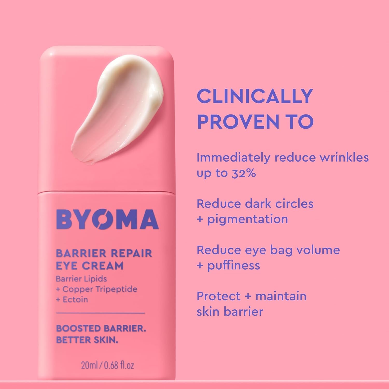 Barrier Repair Eye Cream - Hydrating Eye Cream Increases Firmness + Elasticity - Strengthens Skin Barrier - .67 Fl.Oz