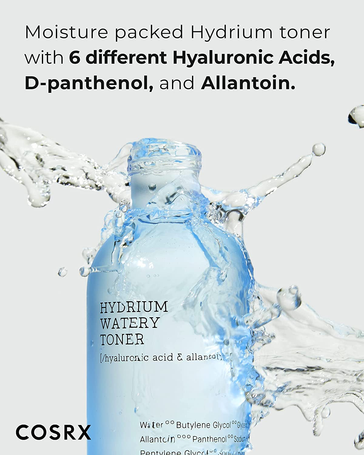 Hydrium Watery Toner, 280Ml / 9.46 Fl.Oz | Moisturizing Korean Toner | Hyaluronic Acid, Allantoin, Panthenol | Korean Skin Care, Not Tested on Animals, Paraben Free