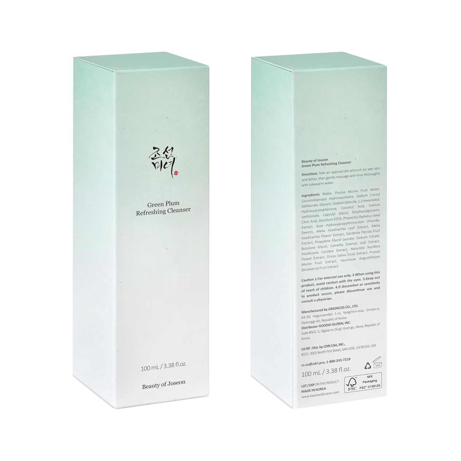 Beauty of Joseon Grüne Pflaume Erfrischender Reiniger (100 Ml, 3,38 Fl.Oz.)